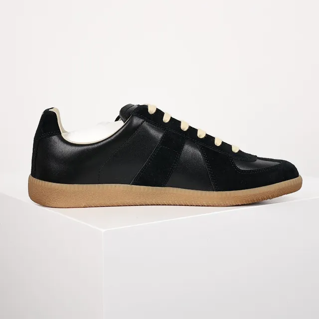 Maison Margiela Black Beige Paneled Suede And Leather Upper Cream Contrast Laces Lifestyle Sneakers 7