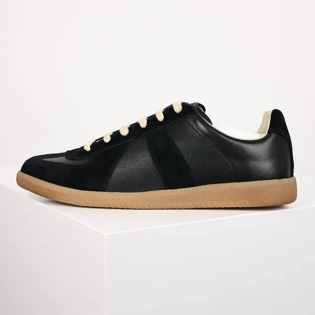 Maison Margiela Black Beige Paneled Suede And Leather Upper Cream Contrast Laces Lifestyle Sneakers 9