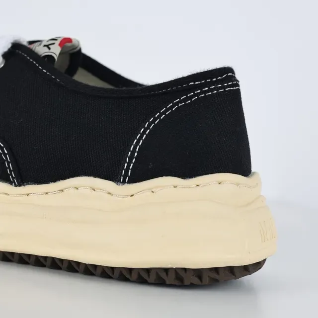 MMY Black Beige Canvas Upper Sculpted Cream Midsole Sneakers 4