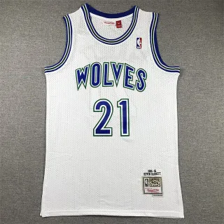 Mitchell & Ness Hardwood Classics 1995–96 Kevin Garnett White Blue Green Mesh Jersey
