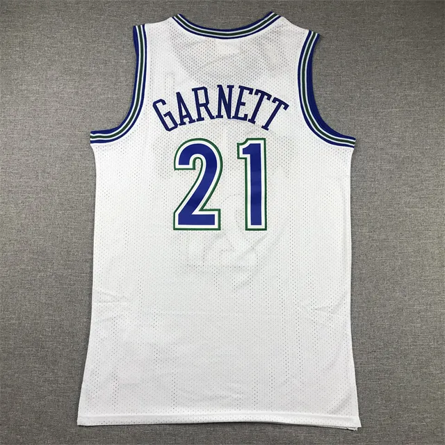 Mitchell & Ness Hardwood Classics 1995–96 Kevin Garnett Camiseta de malha branca azul verde 2