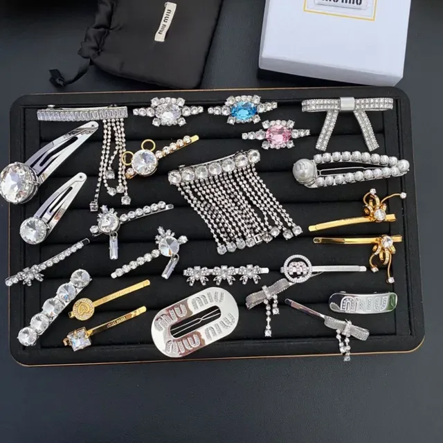 Miu Miu Logo Charm Pearl and Crystal Earrings 2