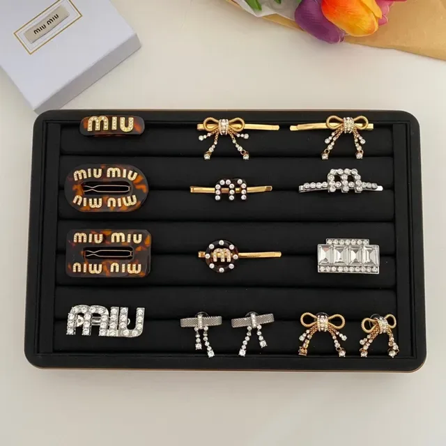 Miu Miu Logo Charm Pearl and Crystal Earrings 6