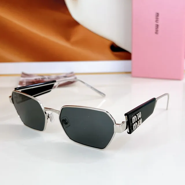 Miu Miu Logo Temple Rectangular Sunglasses 4