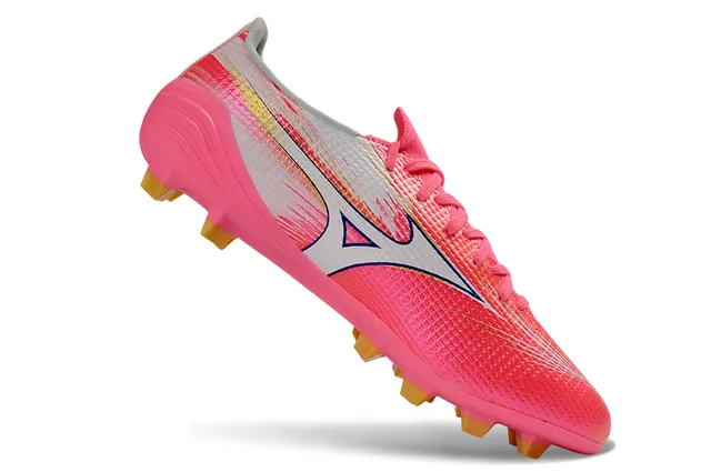Mizuno Rosa Branco Parte Superior em Knit Orientada à Velocidade Overlay Gráfico Dinâmico Sapatos de Futebol para Campo Firme 2