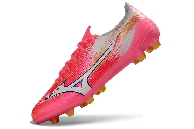 Mizuno Rosa Branco Parte Superior em Knit Orientada à Velocidade Overlay Gráfico Dinâmico Sapatos de Futebol para Campo Firme 3