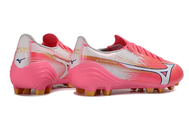 Mizuno Rosa Branco Parte Superior em Knit Orientada à Velocidade Overlay Gráfico Dinâmico Sapatos de Futebol para Campo Firme 5