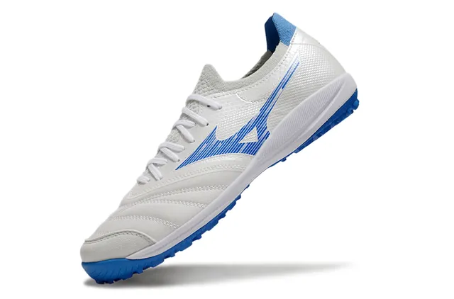 Mizuno White Blue Low-Profile Synthetic Upper Molded Turf Studs Artificial-Grass Soccer Shoes 3