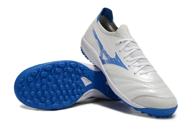 Mizuno White Blue Low-Profile Synthetic Upper Molded Turf Studs Artificial-Grass Soccer Shoes 4