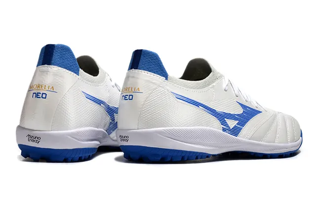 Mizuno White Blue Low-Profile Synthetic Upper Molded Turf Studs Artificial-Grass Soccer Shoes 5