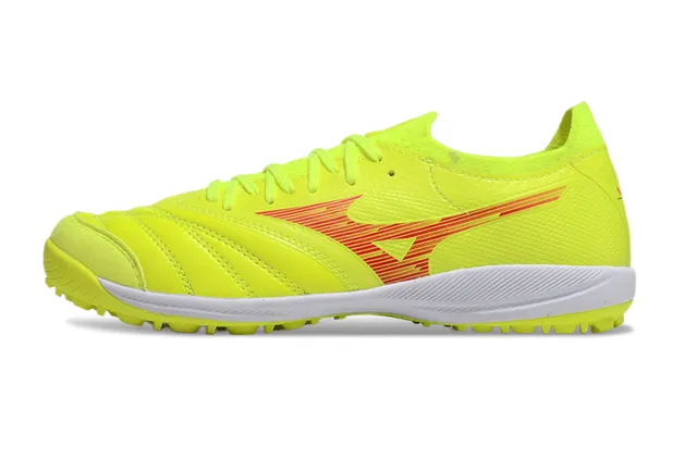 Mizuno Chaussures de football turf upper synthétique jaune rouge néon logo wave 7