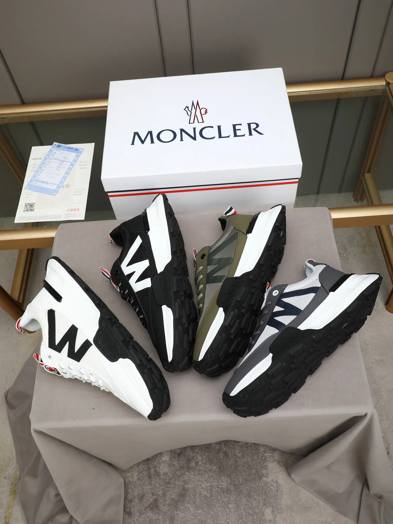 Moncler Lifestyle Sneaker White Gray Navy Chunky Platform Sneakers 2