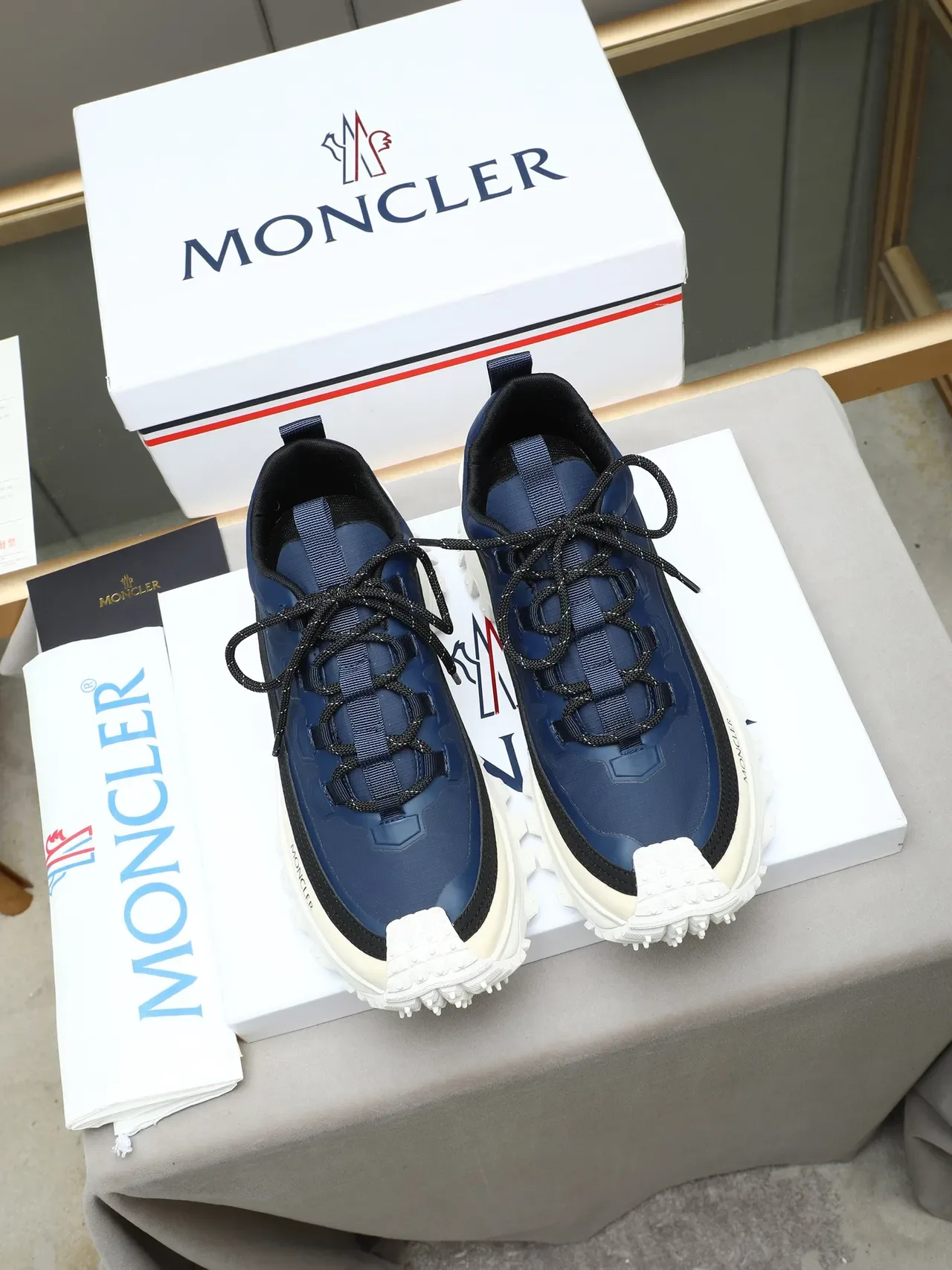 Moncler Navy and Cream Chunky Sole Lifestyle Sneaker 2