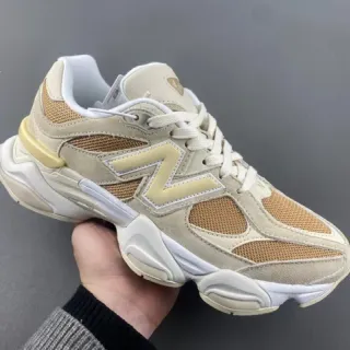 New Balance 9060 Beige Tan Maille Daim Chaussures Chunky
