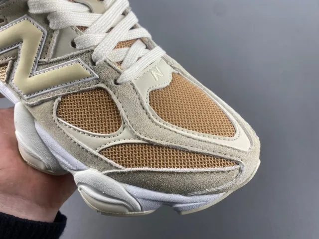 New Balance 9060 Beige Tan Maille Daim Chaussures Chunky 3