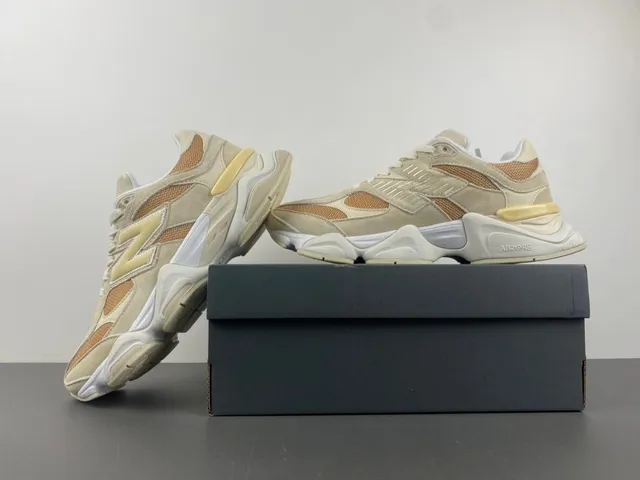 New Balance 9060 Beige Tan Maille Daim Chaussures Chunky 14