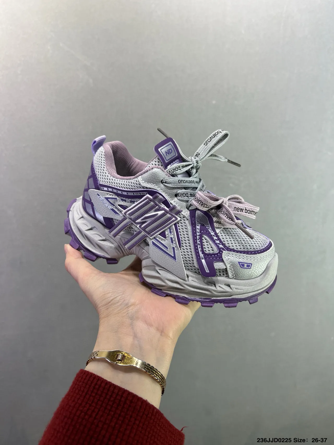 New Balance 9060 Gray Purple Chunky Sneakers 4