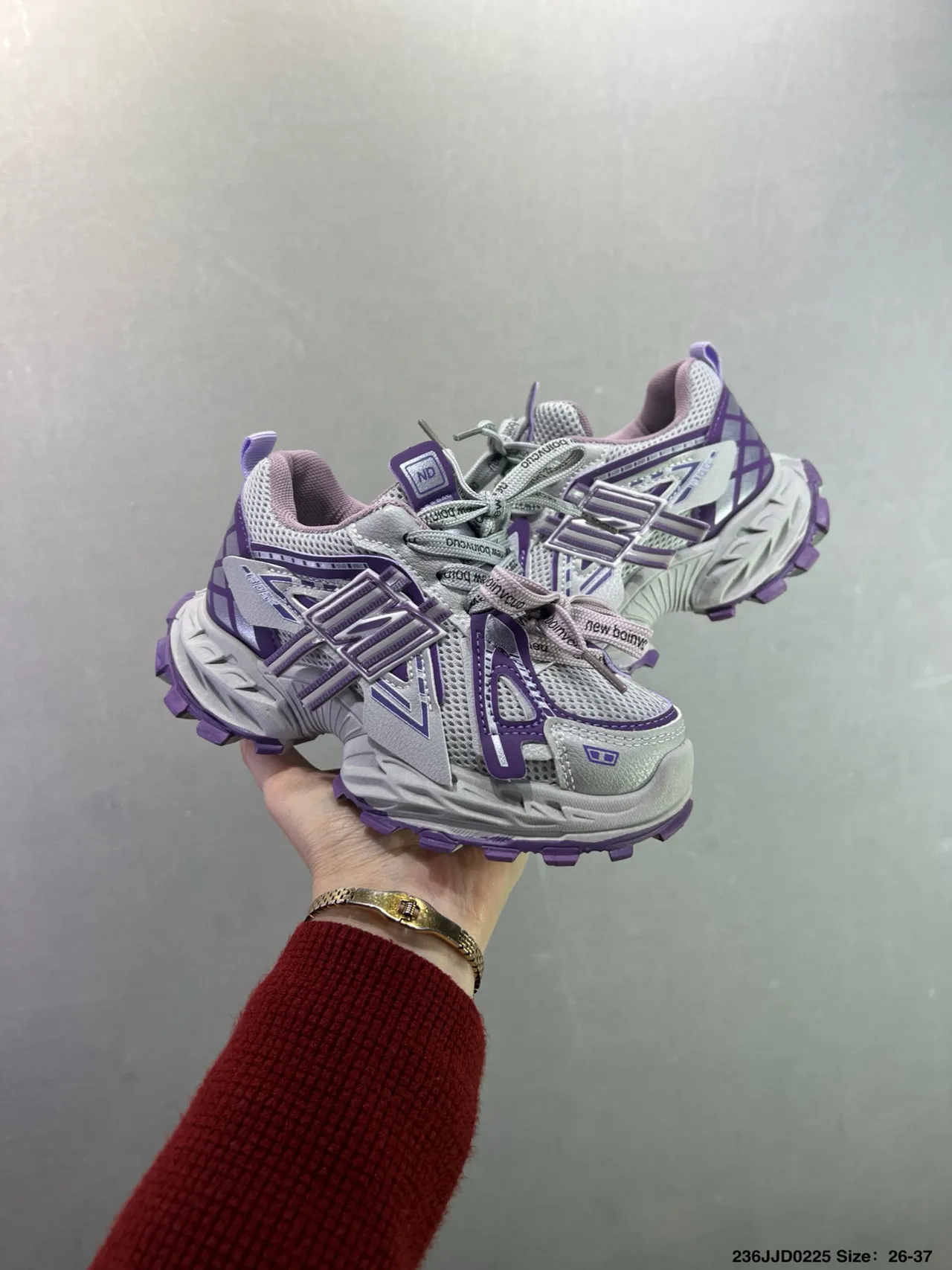 New Balance 9060 Gray Purple Chunky Sneakers 7