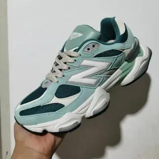New Balance 9060 Mint Green and Teal Chunky Sneakers