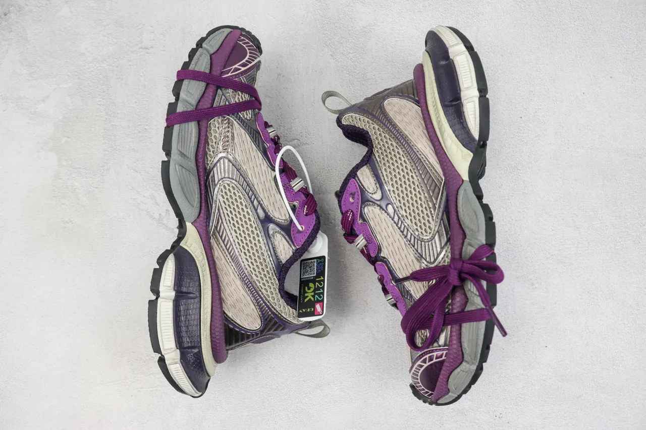 New Balance 9060 Roxo Bege Sola Multicamadas Malha e Construção de Superposição Sintética Tênis Chunky 2