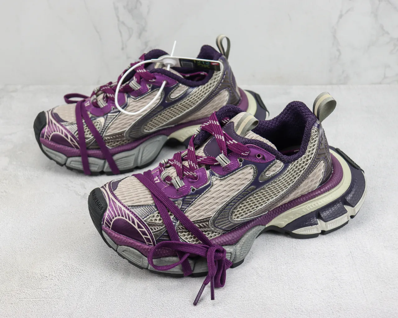 New Balance 9060 Roxo Bege Sola Multicamadas Malha e Construção de Superposição Sintética Tênis Chunky 4