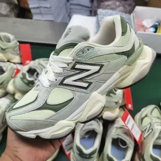 New Balance 9060 Sage Green and Olive Chunky Sneakers