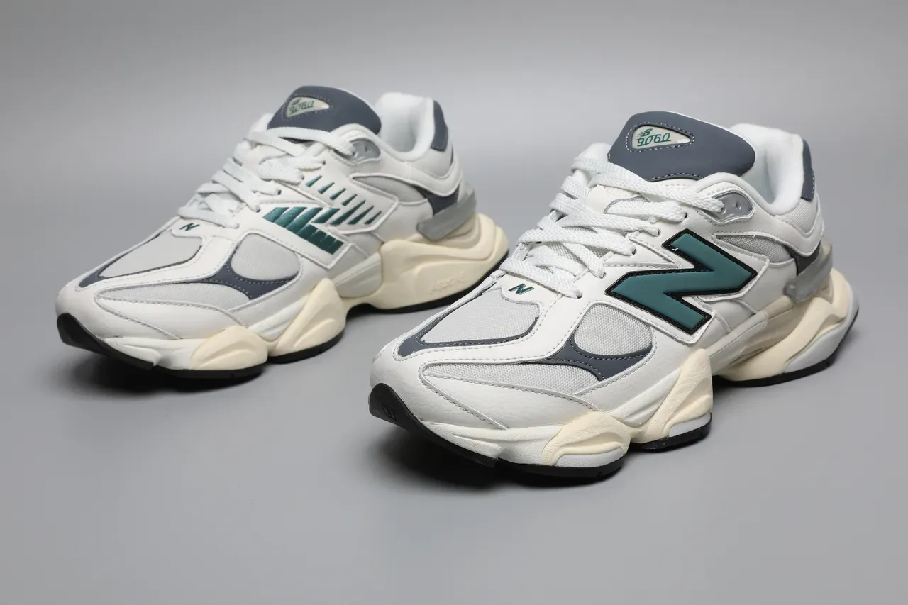 New Balance 9060 White Gray Teal sneakers lifestyle 5