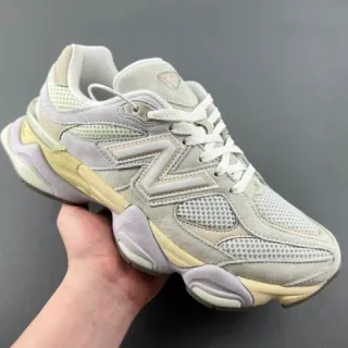 New Balance Beige Yellow Layered Mesh And Suede Upper Oversized Stitched 'N' Logo Chunky Sneakers
