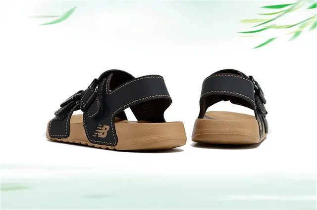 New Balance Black Beige Deux brides ajustables boucle sandales casual 6