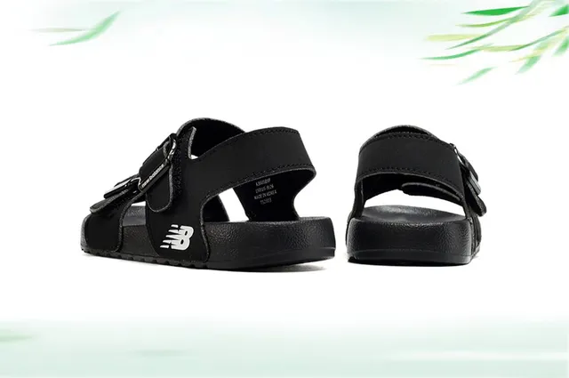New Balance Black Beige Deux brides ajustables boucle sandales casual 17