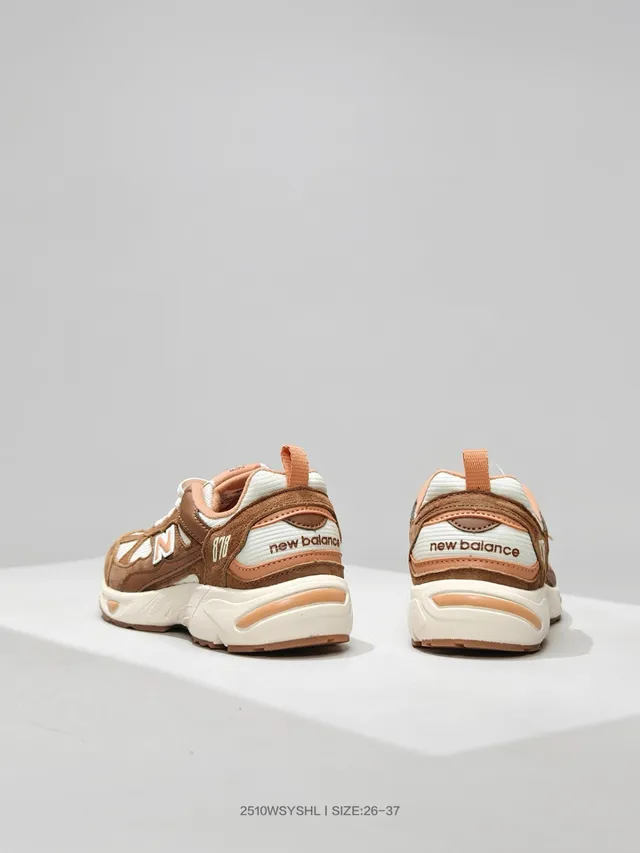 New Balance Brown Beige Midsole Multi-Panel Suede-Mesh Upper Chunky Sneakers 12