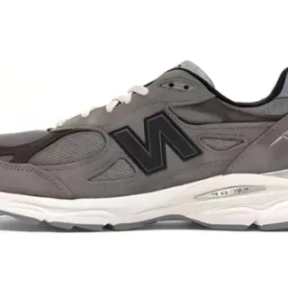 New Balance Gray Black Layered Suede And Mesh Upper 'N' Logo Running Shoes