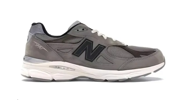 New Balance Gris Noir Tige En Daim Et Maille Superposée 'N' Logo Chaussures De Running 3