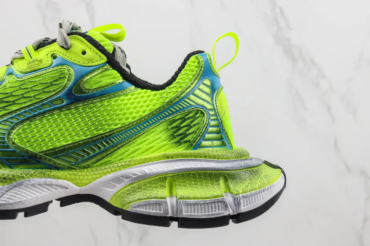 New Balance Vert Bleu Néon Lime Maille Supérieure Cyan Surimpressions Synthétiques Baskets Chunky 7