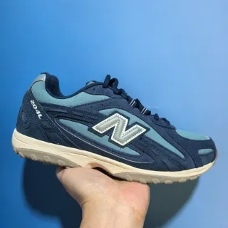 New Balance Navy Blue Suede And Mesh Upper Stitched N Logo Sneakers