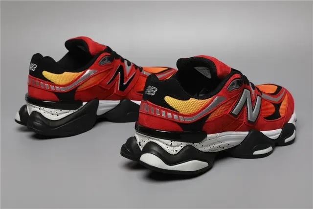 New Balance Rouge Orange Semelle Chunky Multicouche Daim Et Maille Hybride Haut Chaussures Lifestyle 3