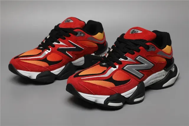 New Balance Rouge Orange Semelle Chunky Multicouche Daim Et Maille Hybride Haut Chaussures Lifestyle 5