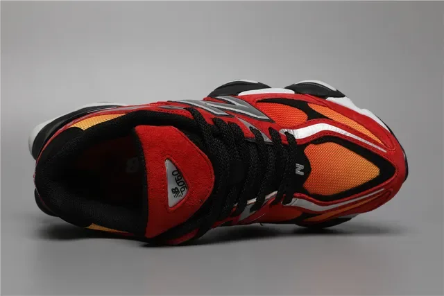 New Balance Rouge Orange Semelle Chunky Multicouche Daim Et Maille Hybride Haut Chaussures Lifestyle 7
