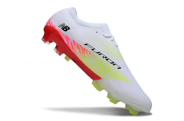 New Balance White Red Low-Cut Knit Upper Firm-Ground Soccer Shoes 2