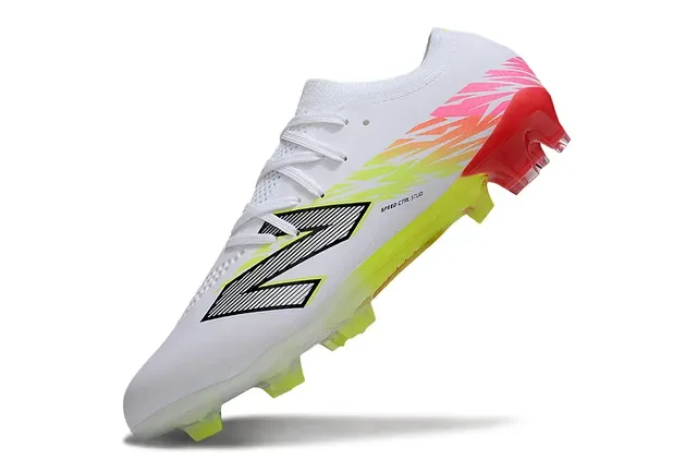 New Balance White Red Low-Cut Knit Upper Firm-Ground Soccer Shoes 3