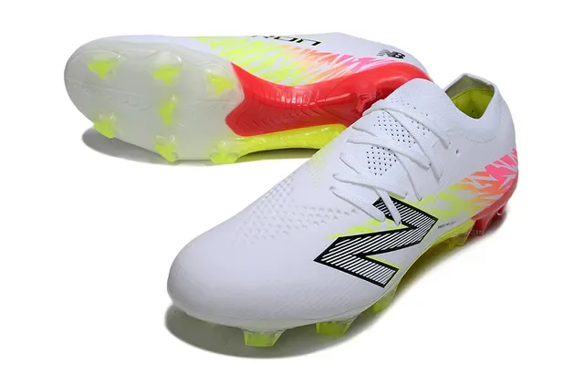 New Balance White Red Low-Cut Knit Upper Firm-Ground Soccer Shoes 4