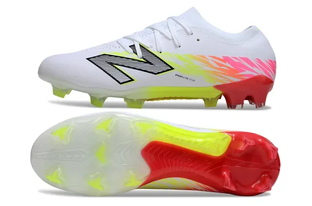 New Balance White Red Low-Cut Knit Upper Firm-Ground Soccer Shoes 6