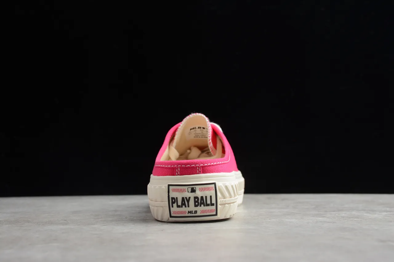 New Era NY Logo Mule Pink Beige Slip-On Sneaker Canvas Shoes 2