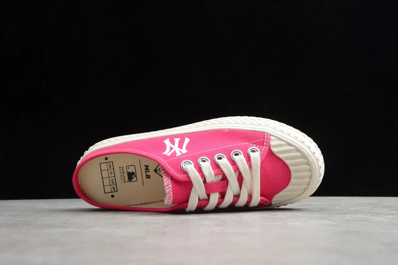 New Era NY Logo Mule Pink Beige Slip-On Sneaker Canvas Shoes 4