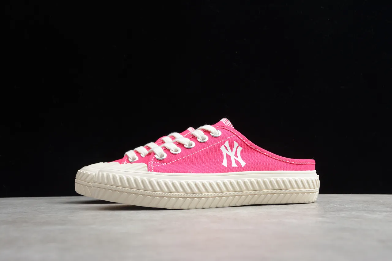 New Era NY Logo Mule Pink Beige Slip-On Sneaker Canvas Shoes 6