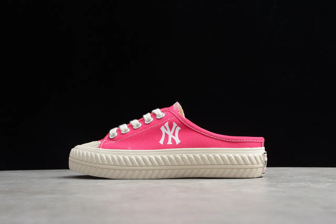 New Era NY Logo Mule Pink Beige Slip-On Sneaker Canvas Shoes 7
