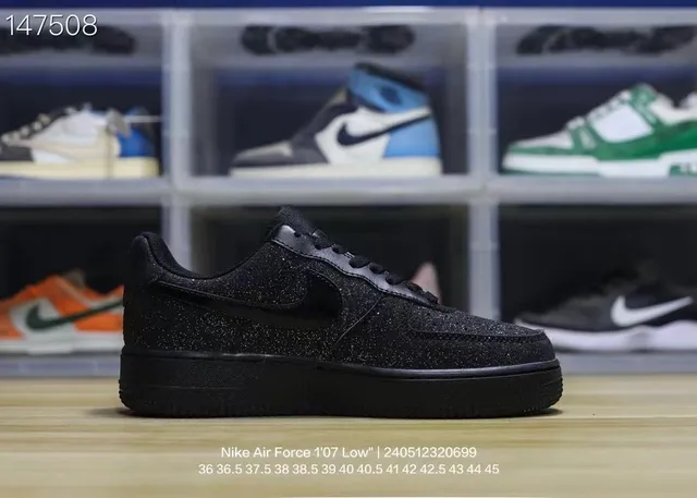 Nike Air Force 1 '07 Low Black Purple Glitter Upper Lavender Swoosh Lifestyle Sneakers 3
