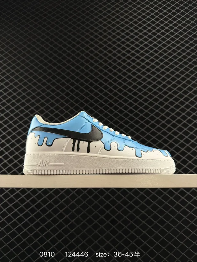 Nike Air Force 1 Low Blue Drip Effect Lifestyle Sneakers 7