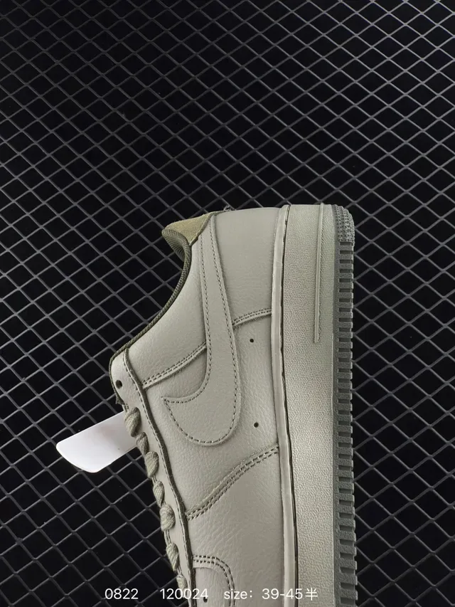 Nike Air Force 1 Olive Gray Leather Lifestyle Sneakers 4