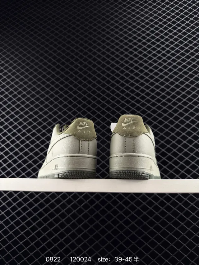 Nike Air Force 1 Olive Gray Leather Lifestyle Sneakers 5